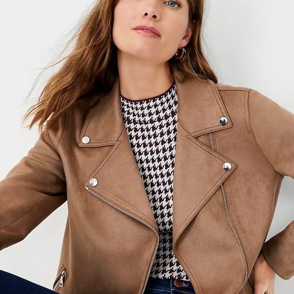 Ann Taylor Faux Suede Moto Jacket - Picture 3 of 13